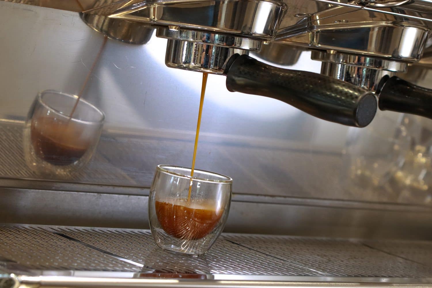 Fresh espresso shots on the bar