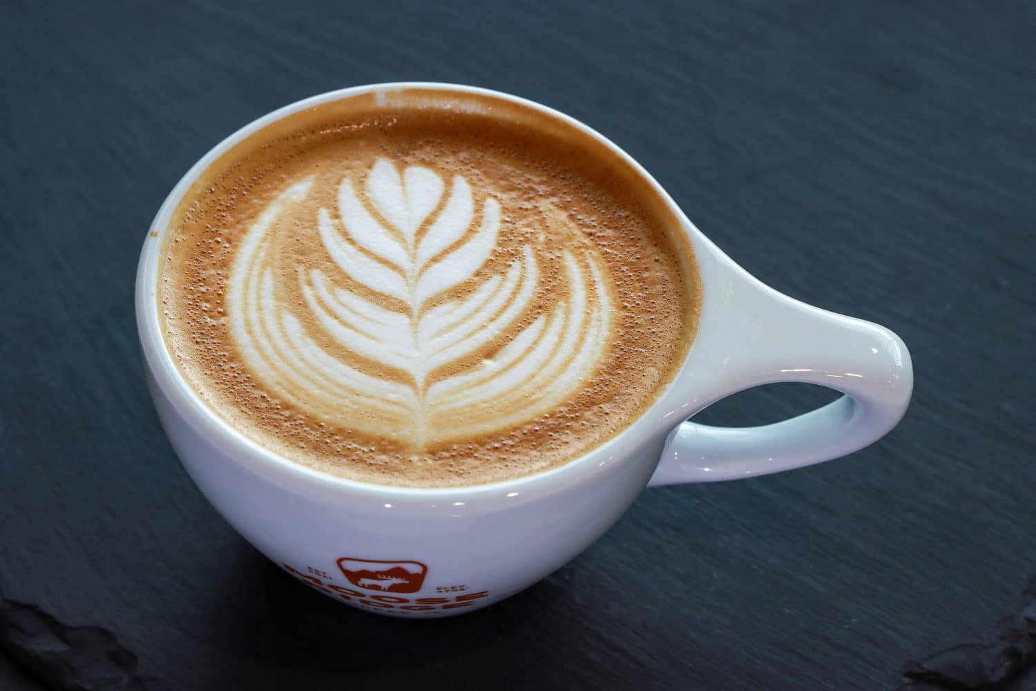 Latte art in a Moose Ridge cup