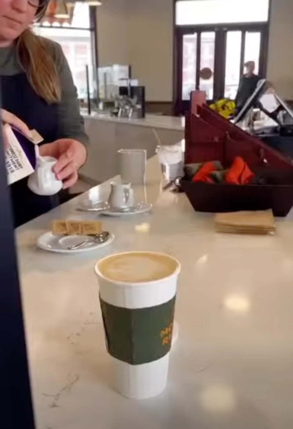 A Moose Ridge latte on the counter